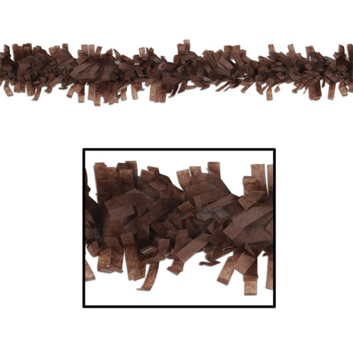Club Pack of 24 Cocoa Brown Festive Tissue Festooning Decorations 25' - IMAGE 1