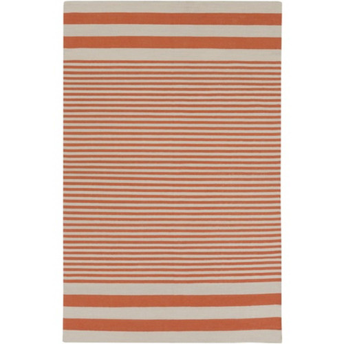 8' x 11' Oxford Retro Orange and Light Gray Hand Woven Rectangular Area Throw Rug - IMAGE 1
