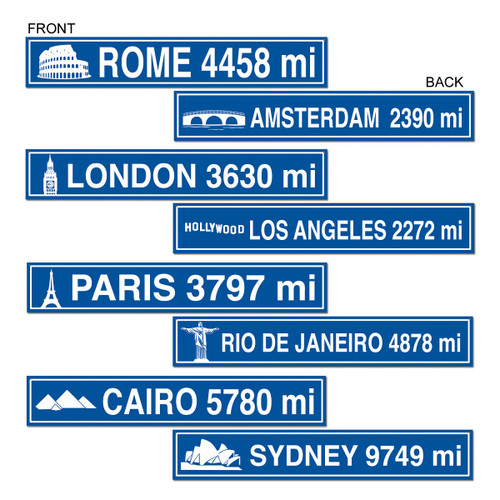 Club Pack of 48 Blue and White Travel Street Sign Cutout Party Decors 24" - IMAGE 1