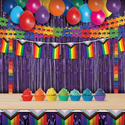 Pageant Tissue Paper Garland - 14.5' - Rainbow Colors - Pack of 12 - IMAGE 1