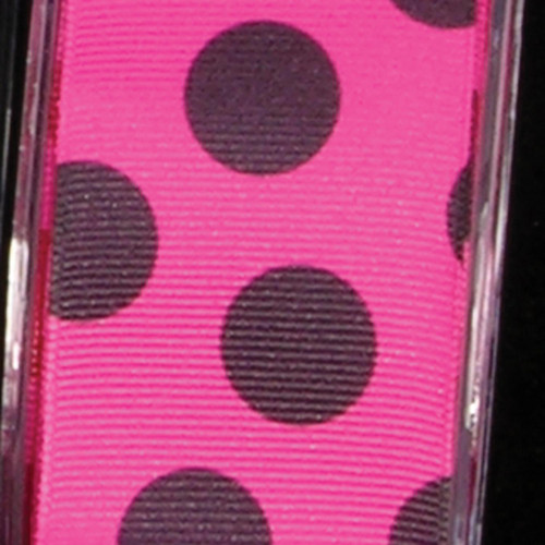 Pink and Black Polka Dotted Wired Craft Ribbon 1.5" x 27 Yards - IMAGE 1