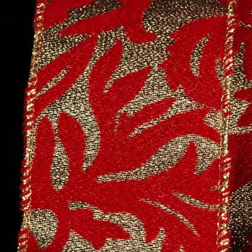 Gold and Red Contemporary Wired Craft Ribbon 2.5" x 20 Yards - IMAGE 1
