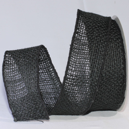 Black Burlap Wired Craft Ribbon 2" x 40 Yards - IMAGE 1