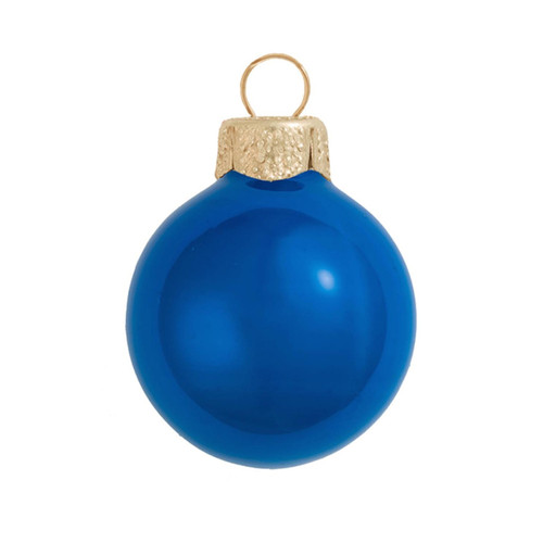 40ct Cobalt Blue Pearl Glass Christmas Ball Ornaments 1.5" (40mm) - IMAGE 1