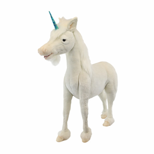 Handcrafted Soft Plush Unicorn Ride-On Stuffed Animal -  40" - White - IMAGE 1