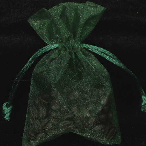 Club Pack of 36 Hunter Green Solid Organza Gift Bags 4" x 3" - IMAGE 1