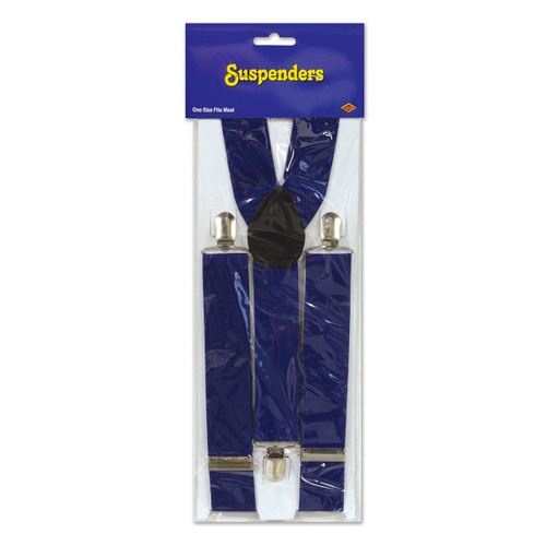 Club Pack of 12 Patriotic Dark Blue Adjustable Suspender Costume Accessories - IMAGE 1