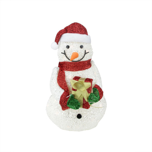 23" White and Red Lights Snowman Outdoor Christmas Decor - IMAGE 1