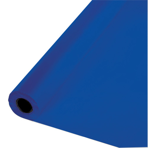250' Cobalt Blue Solid Disposable Banquet Party Table Cloth Roll - IMAGE 1