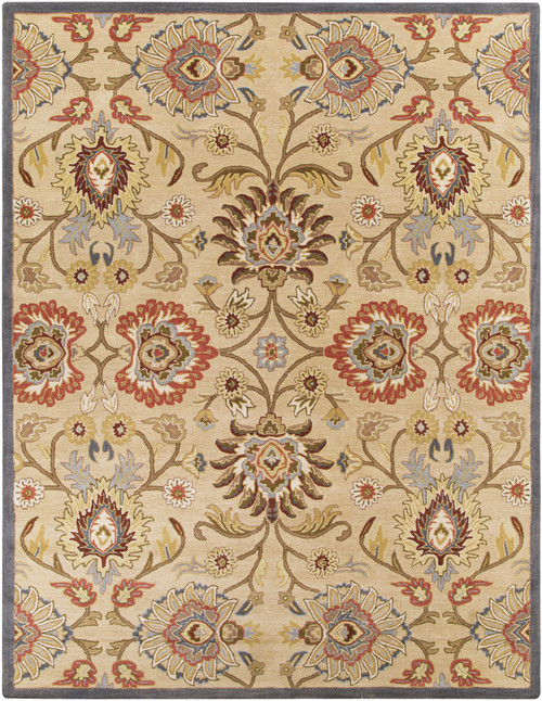 7.5' x 9.5' Octavia Caramel Brown and Denim Blue Rectangular Hand Tufted Wool Area Throw Rug - IMAGE 1