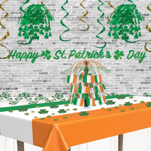 Pack of 12 Kelly Green Shamrock Hanging Cascade Party Decorations 24" - IMAGE 1