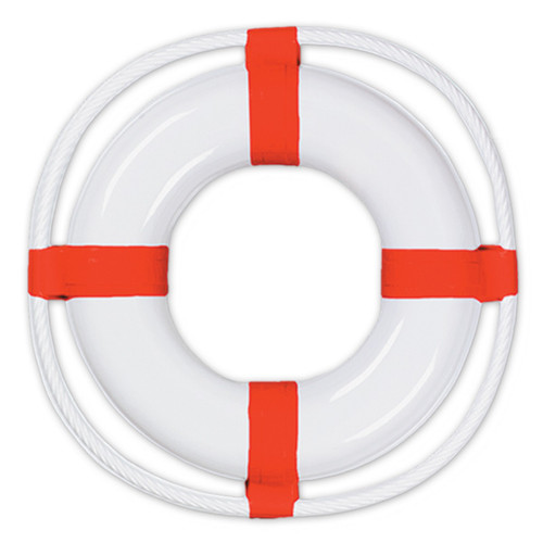 Club Pack of 24 White and Orange Nautical Life Preserver Party Decorations 23" - IMAGE 1