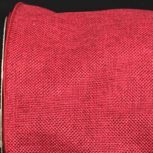 Red Fine Burlap Wired Craft Ribbon 6" x 20 Yards - IMAGE 1