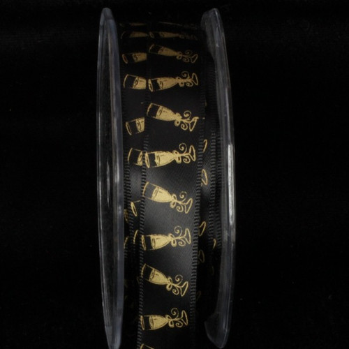 Black and Gold Celebrations Wired Craft Ribbon 0.5" x 108 Yards - IMAGE 1