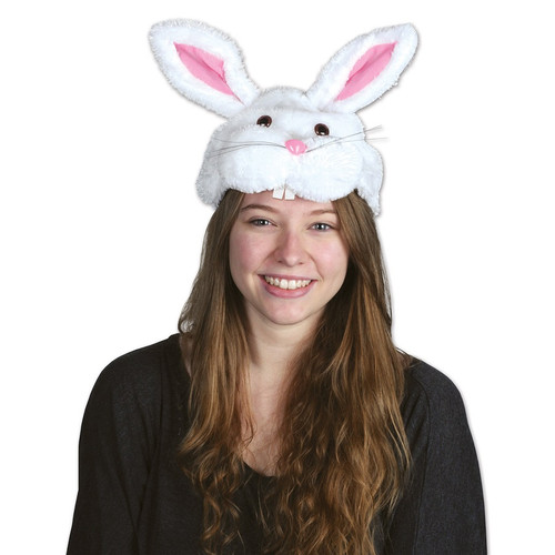 Pack of 12 Plush Bunny Head Hat Easter Costume Accessories - IMAGE 1