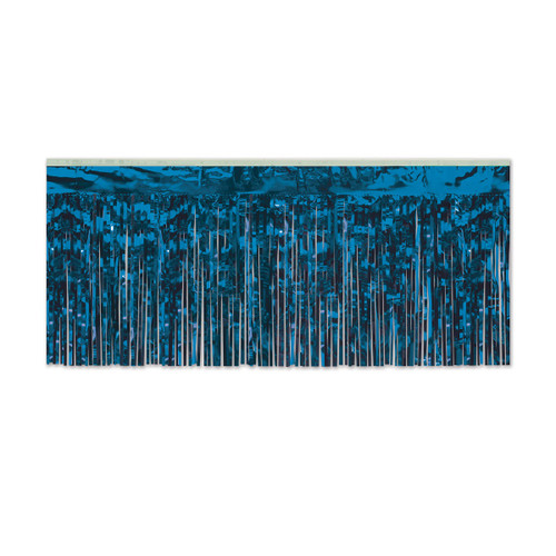 Pack of 6 Blue Hanging Metallic Fringe Drape Decorations 10' - IMAGE 1