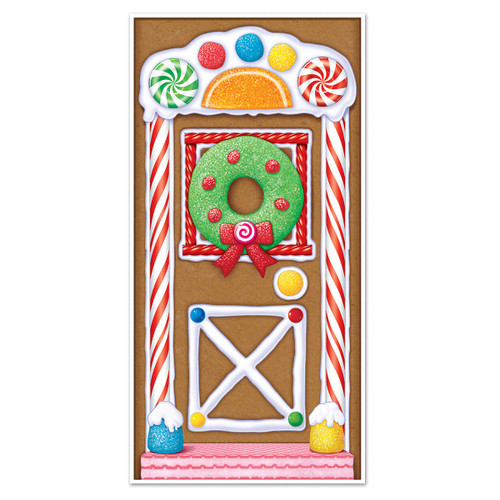 Club Pack of 12 Winter Wonderland Themed Gingerbread House Door Cover Party Decorations 5' - IMAGE 1