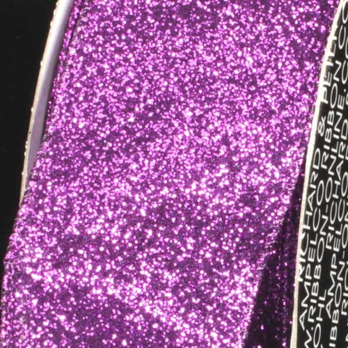 Sparkling Purple Glitter Wired Craft Ribbon 2" x 40 Yards - IMAGE 1