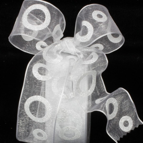 Shimmering White Power Loops Wired Craft Ribbon 1.5" x 27 Yards - IMAGE 1