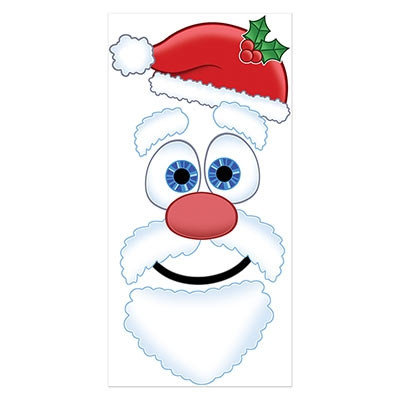Club Pack of 12 Red and White Santa Claus Face Christmas Door Covers 5' - IMAGE 1