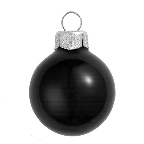 2ct Black Shiny Glass Christmas Ball Ornaments 6" (150mm) - IMAGE 1