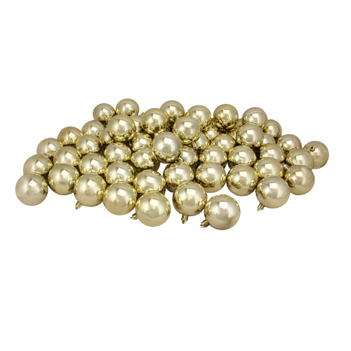 Shatterproof Shiny Christmas Ball Ornaments 2.5" (60mm) - Champagne Gold - 60ct - IMAGE 1