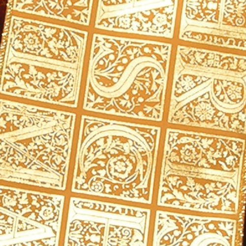 Gold and Orange Christmas Letters Printed Wired Craft Ribbon 2" x 27 Yards - IMAGE 1