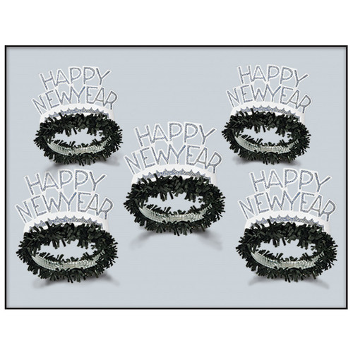 Legacy Happy New Year Tiara Party Favors - Black and White  - One Size - Pack of 50 - IMAGE 1