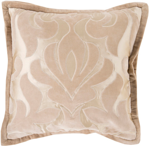 20" Brown Contemporary Floral Square Throw Pillow - IMAGE 1