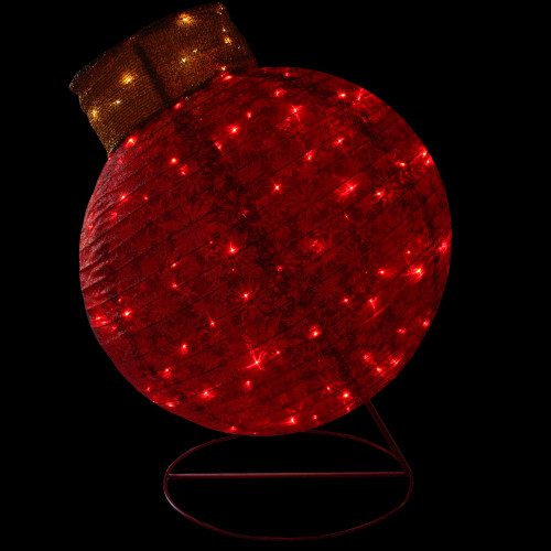 36" PreLit Red LED Glitter Ball Ornament Outdoor Christmas Yard Decor