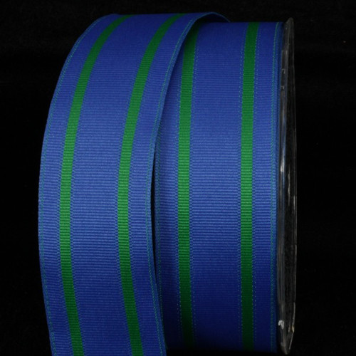 Blue and Green Striped Wired Craft Ribbon 1.5" x 27 Yards - IMAGE 1