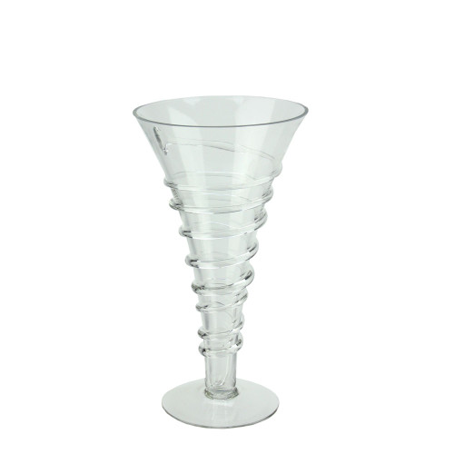 Transparent Spiral Stem Glass Trumpet Vase - 15.75" - IMAGE 1
