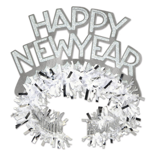 Regal Happy New Year Tiara Party Favors - White and Silver - One Size - Pack of 50 - IMAGE 1