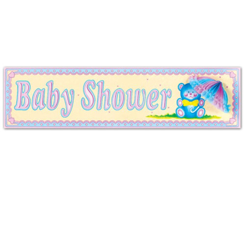 Baby Shower Sign with Parasol Party Wall Banner - 31" - Pack of 12 - IMAGE 1