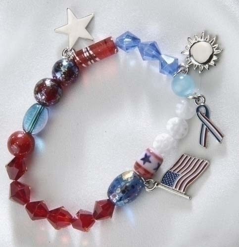Star Spangled Banner Glass Beaded Story Bracelet - IMAGE 1