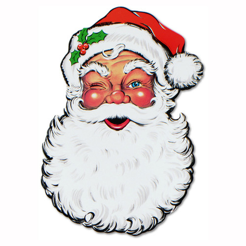 Pack of 12 Double-Sided Traditional Santa Claus Face Cutout Christmas Decorations 26" - IMAGE 1
