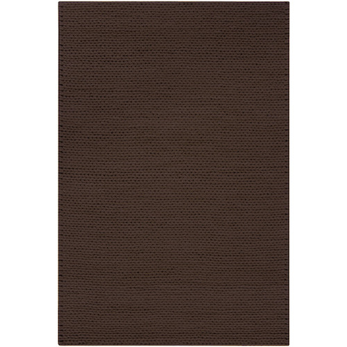 5' x 8' Solid Chocolate Brown Hand Woven New Zealand Wool Area Throw Rug - IMAGE 1