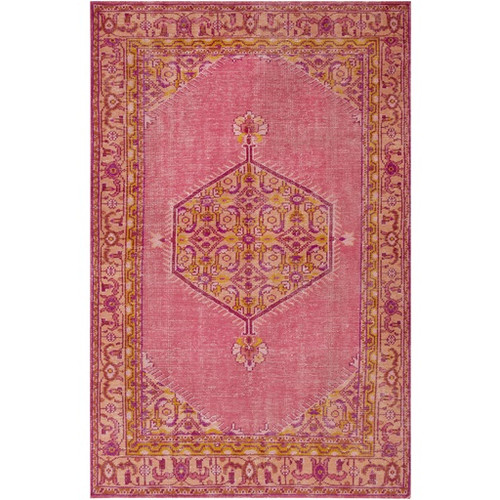 2' x 3' Rouge Pink and Purple Wool Rectangular Area Throw Rug - IMAGE 1