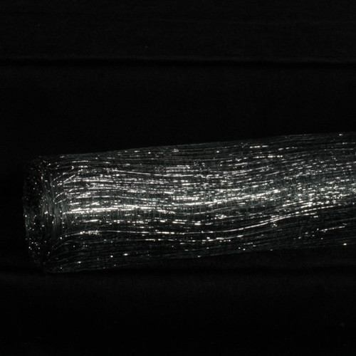 Black and Silver Wired Sinamay Abaca Fiber Ribbon 18" x 16 Yards - IMAGE 1