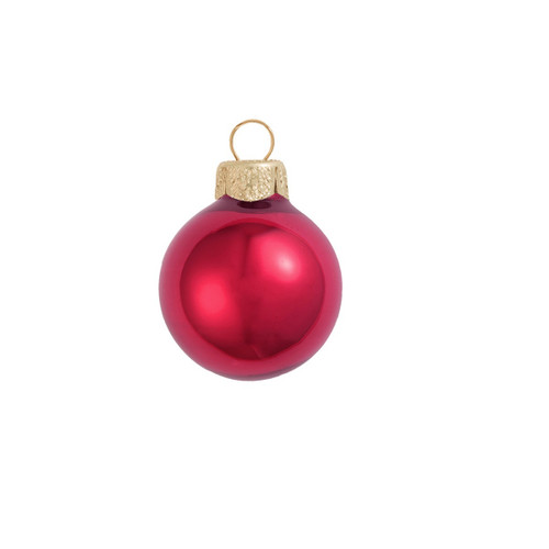 Pearl Finish Glass Christmas Ball Ornaments - 2.75" (70mm) - Rubine Red - 12ct - IMAGE 1