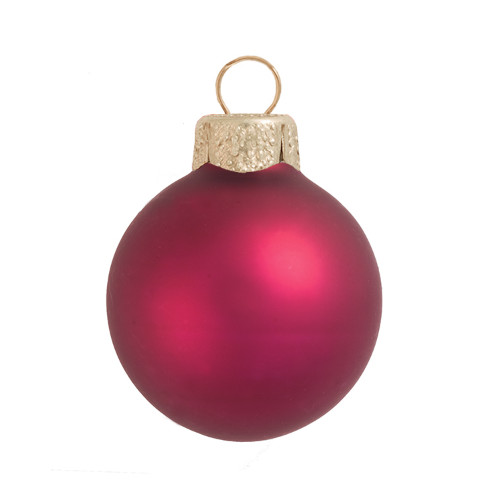Matte Finish Glass Christmas Ball Ornaments - 2" (50mm) - Berry Red- 28ct - IMAGE 1