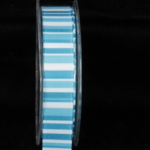 Blue and White Striped Wired Craft Ribbon 1" x 54 Yards - IMAGE 1