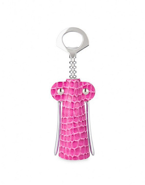 7.25" Fashion Avenue Pink Crocodile Pattern Stainless Steel Wine Corkscrew - IMAGE 1