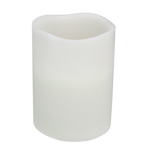 8" White Battery Operated Flameless LED Wick Flickering Pillar Candle - IMAGE 1