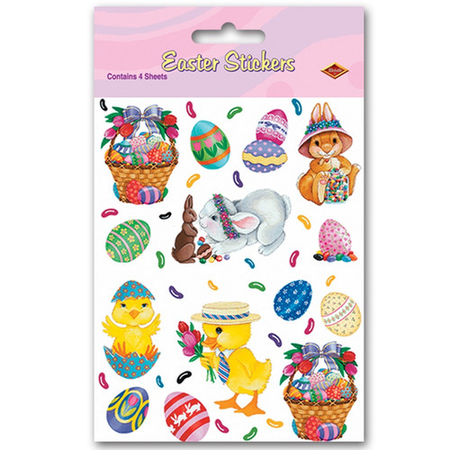 Club Pack of 48 Easter Bunny, Basket and Egg Stickers Party favors 7.5" - IMAGE 1
