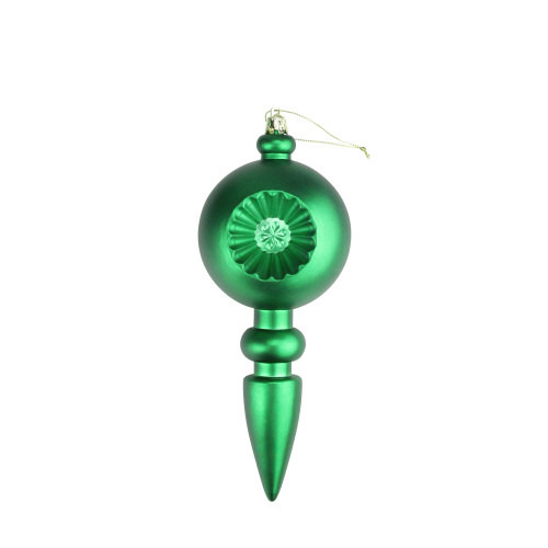 4ct Green Retro Reflector Shatterproof Matte Christmas Finial Ornaments 7.5" - IMAGE 1