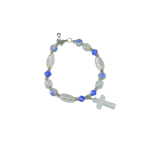 Moments In Life "Faith" Silver & Blue Beaded Bracelet - IMAGE 1