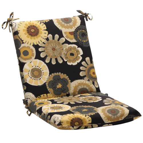 36.5" Eco-Friendly Recycled Outdoor Square Chair Cushion - Black Floral - IMAGE 1
