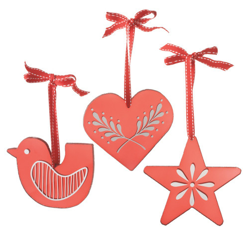 4.75" Country Cabin Red and White Transparent Glass Silhouette Star Christmas Ornament - IMAGE 1