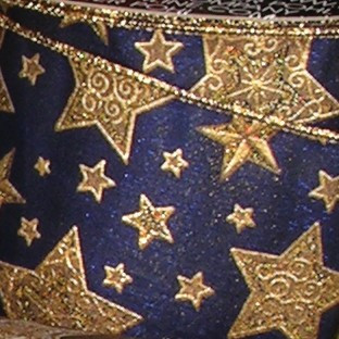 Navy Blue and Gold Star Print Wired Craft Ribbon 2.5" x 20 Yards - IMAGE 1